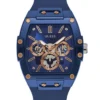 Rose Gold-Tone and Blue Silicone Multifunction Watch