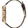 Rose Gold-Tone and Brown Leather Multifunction Watch
