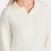 Seema Fuzzy-Knit Polo Sweater