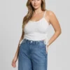 Shirr Eyelash Drawstring Cami