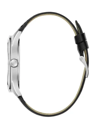 Silver-Tone Analog Leather Watch