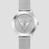 Silver-Tone Analog Logo Watch