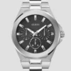 Silver-Tone and Black Multifunction Watch