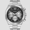Silver-Tone and Black Multifunction Watch