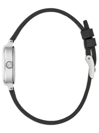 Silver-Tone and Black Oval Analog Watch