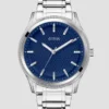 Silver-Tone and Blue Analog Watch