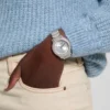Silver-Tone and Blue Analog Watch