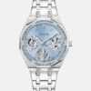 Silver-Tone and Blue Multifunction Watch