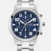 Silver-Tone and Blue Multifunction Watch