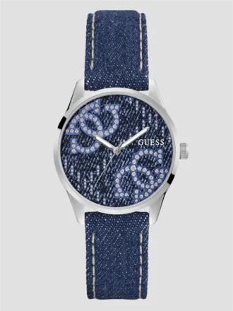 Silver-Tone and Denim Quattro G Analog Watch