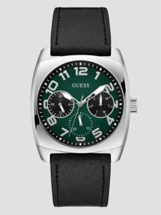 Silver-Tone and Green Multifunction Watch