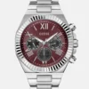Silver-Tone and Maroon Multifunction Watch