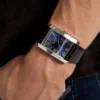 Silver-Tone and Navy Analog Watch