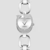 Silver-Tone Crystal Analog Watch