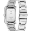 Silver-Tone Crystal Square Analog Watch