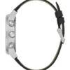 Silver-Tone Leather Multifunction Watch