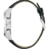 Silver-Tone Multifunction Leather Watch