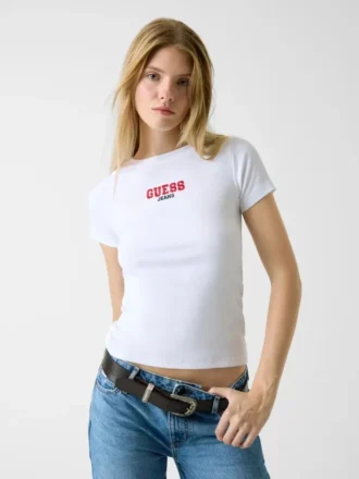 Slim Rib-Knit Embroidered Tee