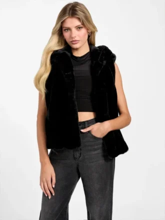 Sophy Hooded Faux-Fur Vest
