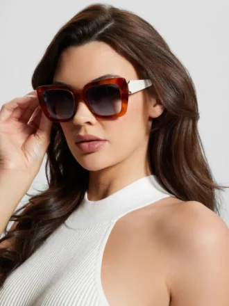Square Logo Print Plastic Sunglasses