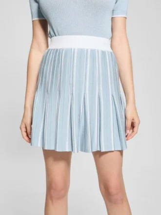 Striped Pleated Sweater Skirt