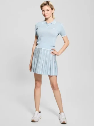 Striped Pleated Sweater Skirt