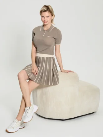 Striped Pleated Sweater Skirt