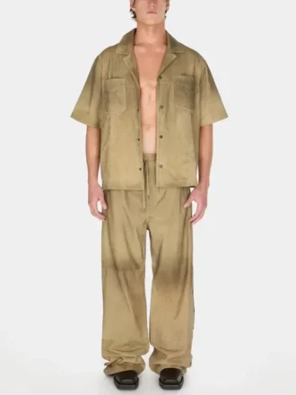 Suede Snap-Button Relaxed Pant