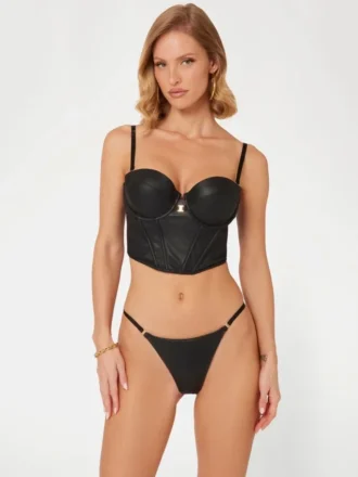 Tania Faux-Leather Padded Bustier