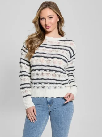 Valerie Striped Open-Knit Sweater