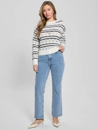 Valerie Striped Open-Knit Sweater