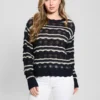 Valerie Striped Open-Knit Sweater