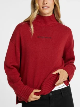 Wool-Blend Turtleneck Logo Sweater